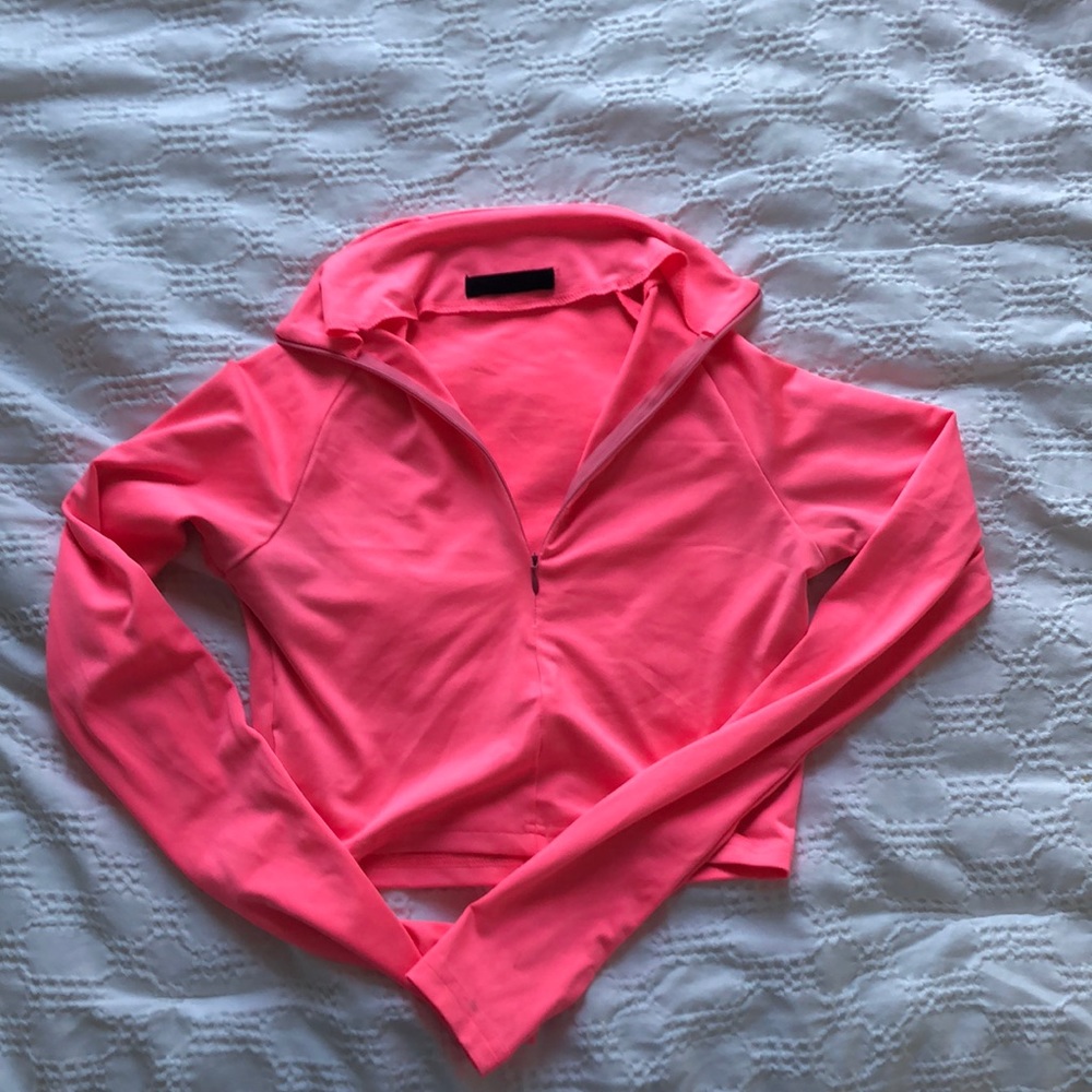 Neon Pink Long Sleeve Zip Up